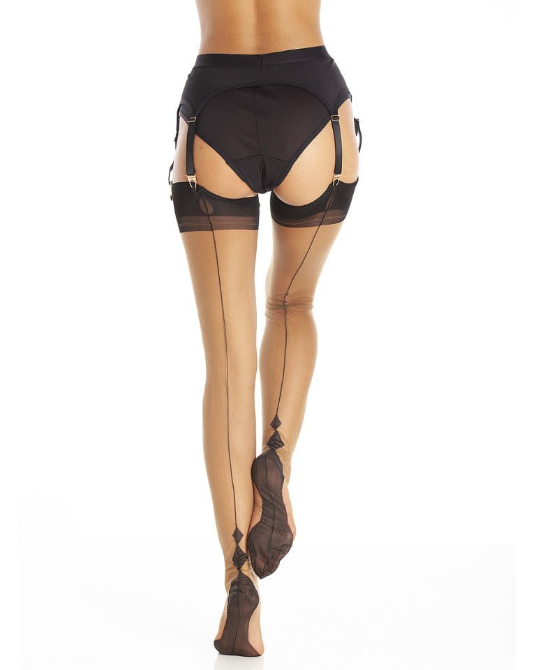 Full Contrast Charleston Heel Stockings - Classic Colours