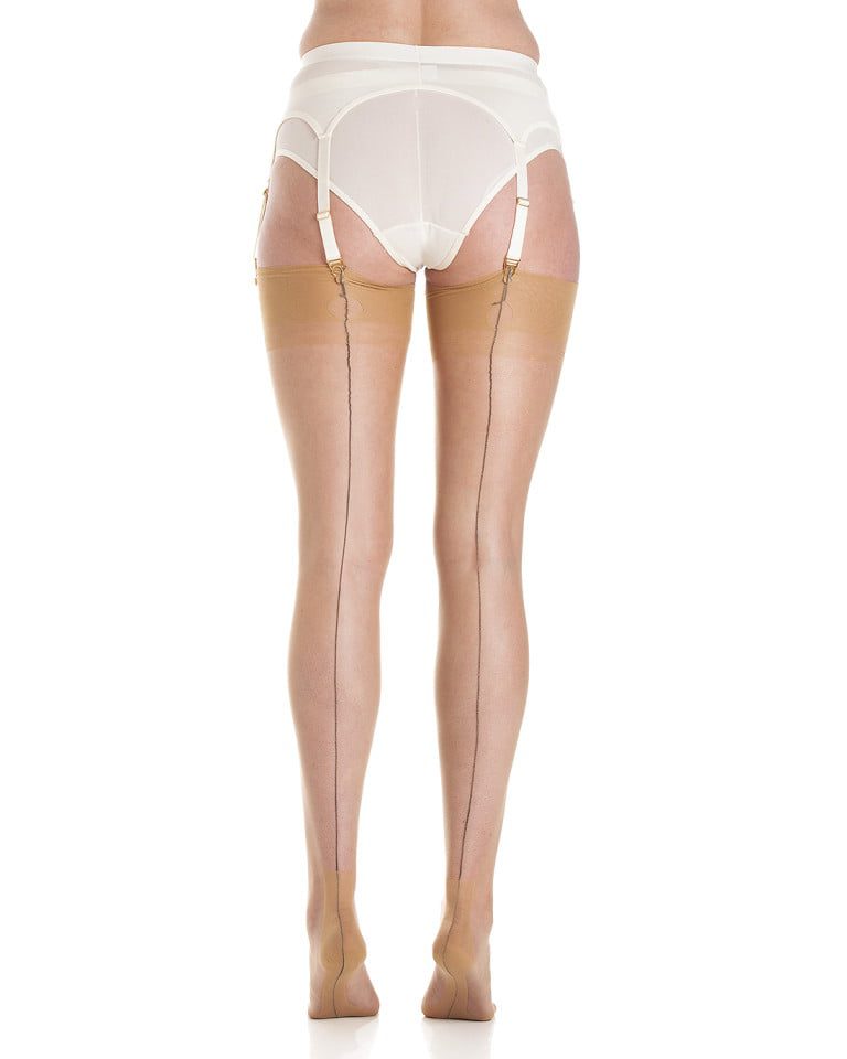 Fully Fashioned Contrast Seam Havana Heel Stockings