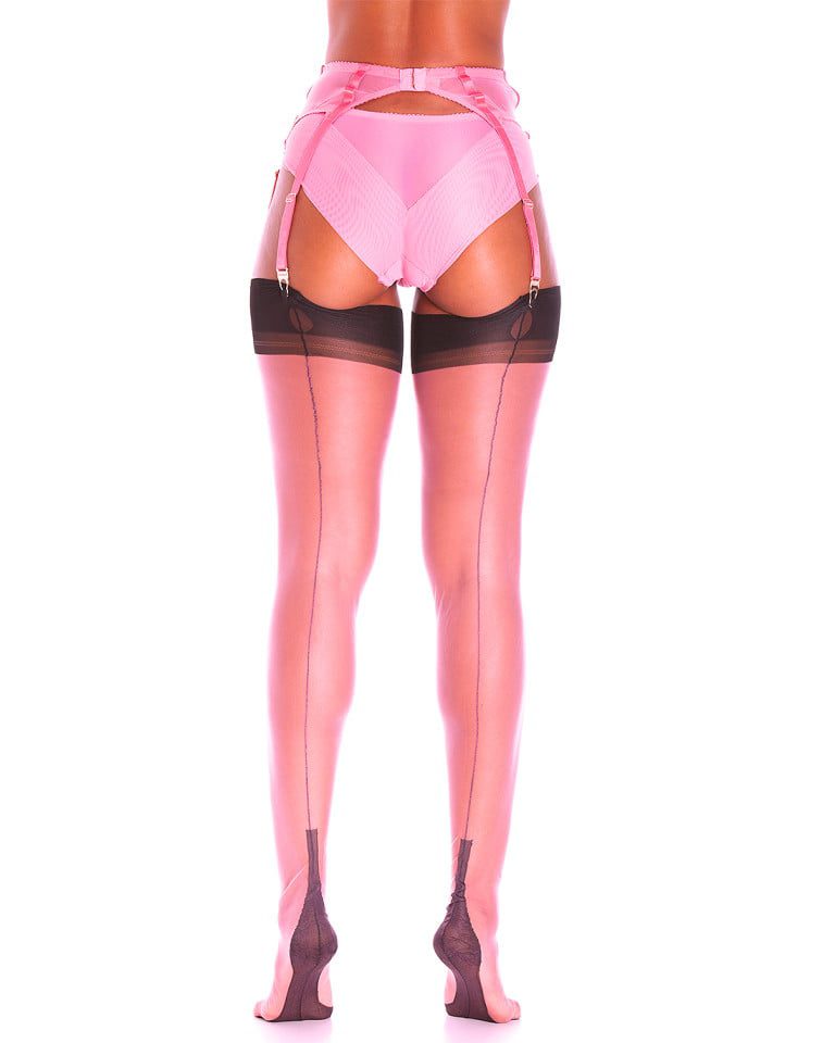 Peony – Fully Fashioned Full Contrast Susan Heel Stockings